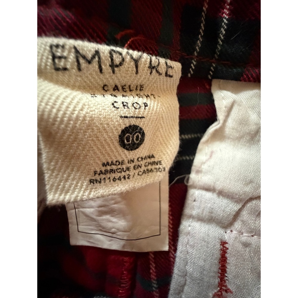 Zumiez Empyre Caelie Straight Crop Pants Red Tartan Plaid Women Size 00 - Picture 3 of 11